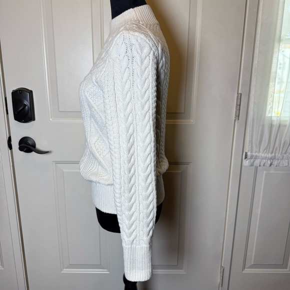 Philosophy Cable Knit Sweater Mock Turtleneck Cream Colored Sz S Cotton Blend - Picture 2 of 14